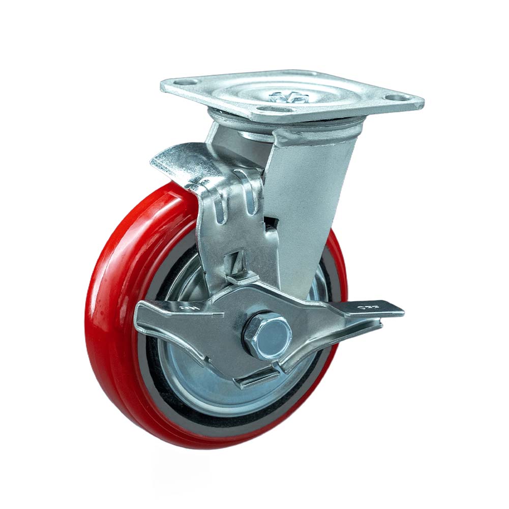  Medium Heavy-duty Iron Core Polyurethane Tread Swivel Brake Caster(DS34 Series)