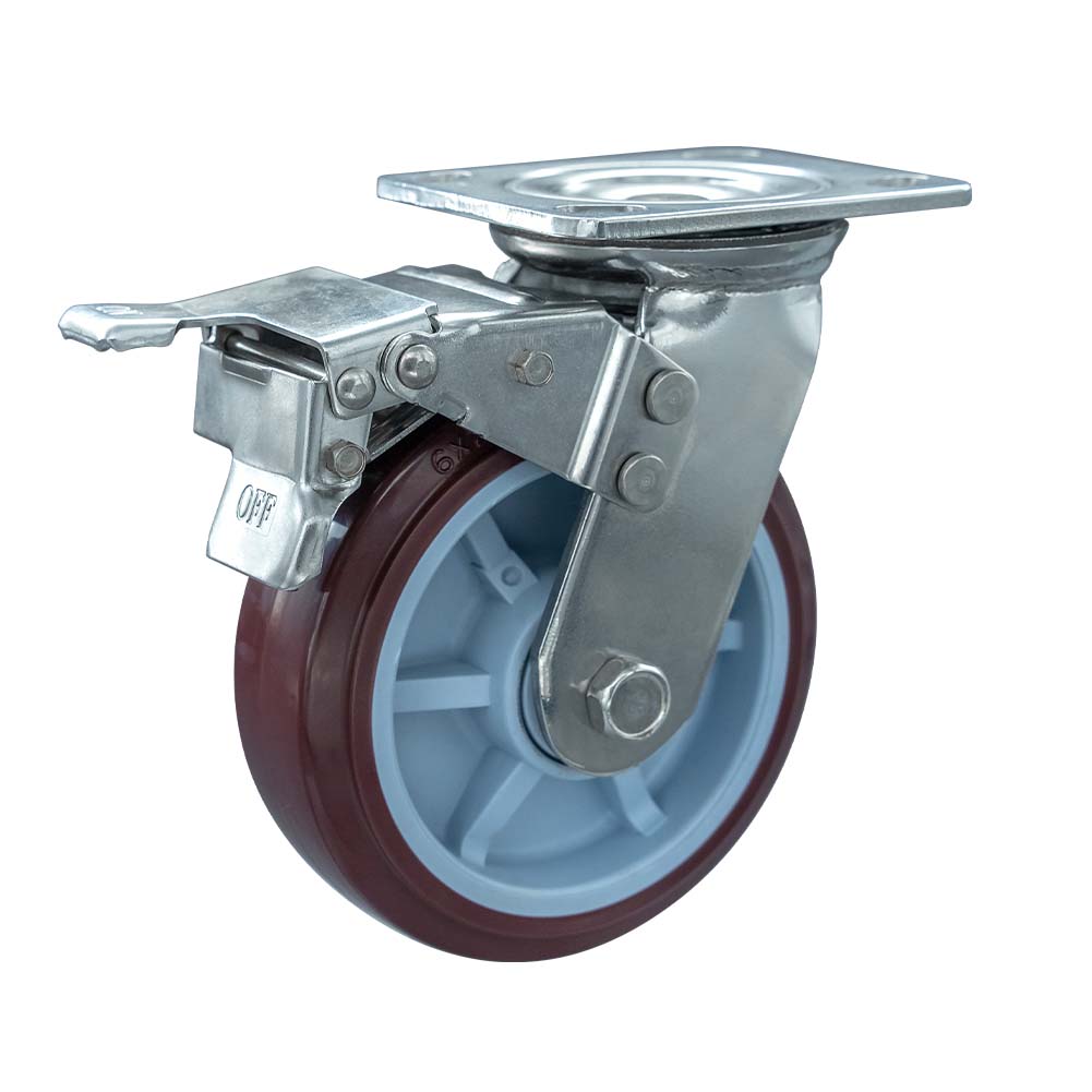  304 Stainless Steel  Heavy Duty TPU Dual Brake Caster (DS-40 Series)