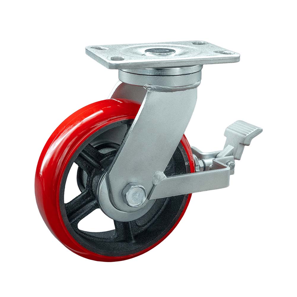 Heavy Duty Iron Core Polyurethane Tread Swivel Brake Caster(DS-50 Series)